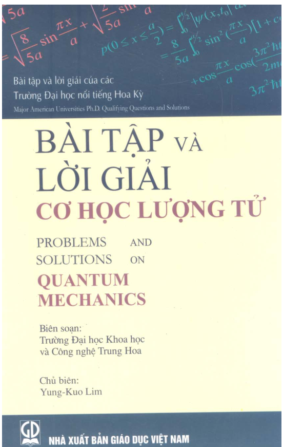 BỘ SÁCH VẬT LÍ YUNG - KUO LIM BÀI TẬP CƠ HỌC LƯỢNG TỬ Miễn phí